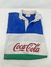 Vintage Coca-Cola Polo Shirt White/Blue/Green Size S USED picture