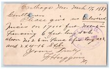 1887 Fencing F Higgins Carthage Missouri MO Clinton Iowa IA Postal Card picture