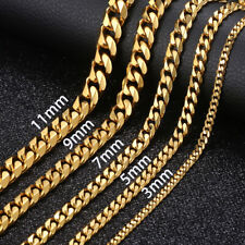 3/5/7/9/11mm Stainless Steel Silver/Gold Plated Mens Cuban Curb Necklace Chain picture