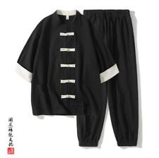 New 2PCS Men's Cotton Linen Arts Clothing Costume Wing Chun Kung Fu Uniform Gift picture