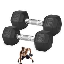 Hex Dumbells Cast Iron Rubber Encased 20 Lbs Dumbbells Weights Home Gym Set Pair picture