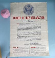 Rare 4th Of July Proclamation Poster FDR circa 1941-1945. 20” X 26” picture