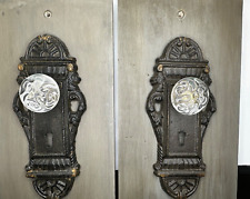 Glass Doorknob Door Keyhole Key Backplate Knob Plate Hardware Antique Vintage -2 picture