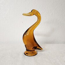 Vintage Viking Glass Epic 9.5” Duck #1317 ~ Amber Art Glass picture