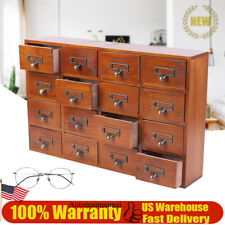 16 Drawers Vintage Wood Apothecary Medicine Cabinet Label Holder Card Catalog picture