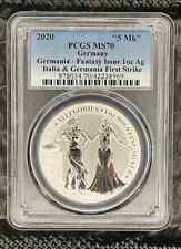 2020 Allegories Italia & Germania PCGS MS70 5 Mark 1oz Silver Coin First Strike picture