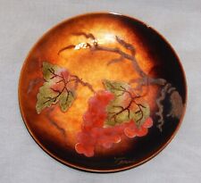 Vintage Bovano of Cheshire Conn. Enamel on Copper Plate with Grapes signed Terri picture