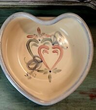 Vintage Heart Shaped Hand Made Marshall Pottery Bowl Handpainted And Signed picture