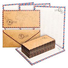 96 Pack Vintage-Style Airmail Stationery Set, 48 Lined Paper Sheets, Envelopes picture