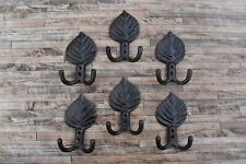 6Pc Victorian Type Cast Iron Wall Mounted Hooks Hanger Hat Coat Pan Hanging Hook picture