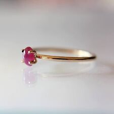 Handmade 925 Sterling Silver Women's Ring with Natural Tiny Ruby Oval Gemstone picture