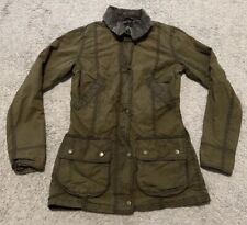 Barbour Women's Vintage Beadnell Wax Cotton Tartan Lined Jacket Coat Size 4 USA picture