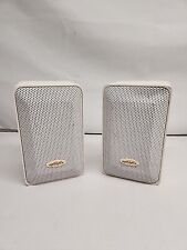 2 Realistic Optimus Pro 7AV Speakers White Metal Mini Bookshelf Sound Great Dent picture
