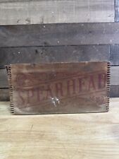 ANTIQUE AMERICAN TOBACCO CO SPEARHEAD PLUG TOBACCO WOOD BOX WOODEN w/ TAX STAMP picture