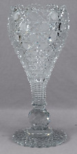 ABP American Brilliant Period Cane / Hobnail Cut Glass 13 3/4 Inch Vase picture