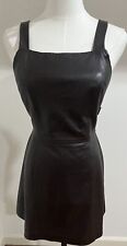 Vintage 1997 Nanette Lepore Robespierre Leather Apron Mini Dress In Brown Size 2 picture