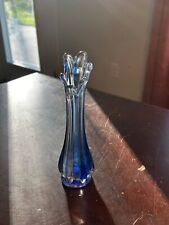 Vintage MCM Blue Swung Vase Translucent 9