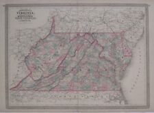 Original 1873 Antique Map JOHNSON'S VIRGINIA DELAWARE MARYLAND WEST VIRGINIA picture