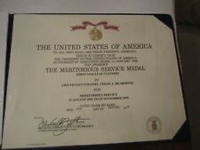 1996 U.S. MERIT SERVICE MEDAL CERTIFICATE 1ST OAK LEAF - LT COL DEARMOND PORTFOL picture