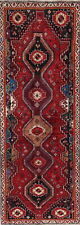 Vintage Tribal Geometric Red Wool Hand-knotted Kashkoolii Runner Rug 4x11  picture