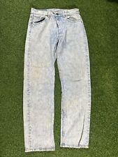 Vintage 1988 Levi’s 501 Acid Wash Denim Jeans 32x31 Button Fly Retro White/ Blue picture
