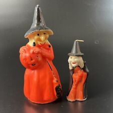 Lot of 2 Vintage 1950's Gurley Ugly Witch With Broom Candle Halloween 6