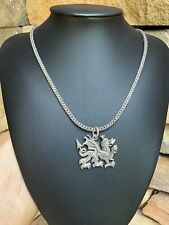 Vintage Sterling Silver Dragon Pendant Necklace Artisan Handcrafted picture