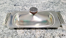 Covered Butter Dish MCM Rogers Vintage Glass Insert Stainless picture