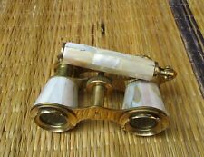 Vintage Brass Opera Glasses Mother of Pearl & Handle Brass Fittings France picture