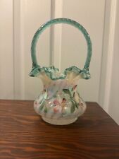 Fenton Glass 9 Inch Floral Hand Painted and signed 90th Anniversary Basket picture