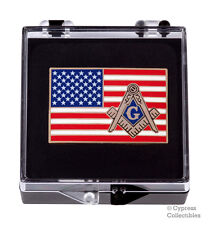 MASONIC AMERICAN FLAG ENAMEL LAPEL PIN FREEMASON SQUARE COMPASS MASON US TIE new picture