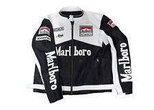 Men’s Marlboro Black Racing Rare Motorcycle Genuine Cowhide Leather Jacket picture