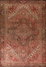 Vintage Geometric Heriz Living Room Rug Area Rust Wool Handmade Carpet 9x13 picture