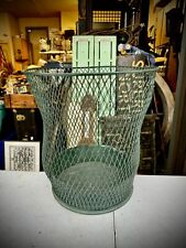VINTAGE INDUSTRIAL NEMCO WIRE MESH OFFICE WASTE BASKET TRASH CAN Green Antique picture