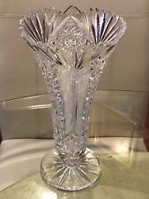 Large  10” Tall Vase Stunning ABP Brilliant Period Vintage Cut Glass . picture