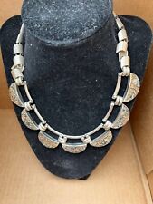 Vintage Taxco Sterling Silver Necklac Four  and a half oz Granite 1975 Signed picture