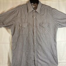 VTG Ely Cattleman Lightweight Western Shirt Mens L Striped Pearl Snap Cowboy picture