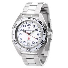 Vostok Komandirskie 650546 Russian Military Watch Automatic White Dial 24 Hours picture