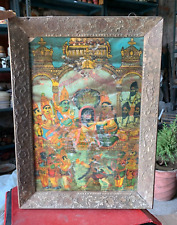 Antique Lord Rama & Goddess Sita Praying To Shiva Lingam Lithograph Print Framed picture
