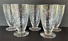 Vintage Pairpoint Glass Carol Footed Tumblers 5 1/4” Set of 5 Floral Cut Crystal picture