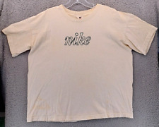 VINTAGE Nike T-Shirt Mens XL Beige Logo Embroidery Spell Out Made In USA 90s Y2K picture
