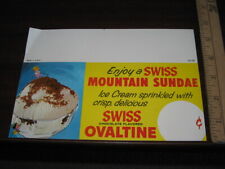 OVALTINE 1960s grocery store shelf sign display SWISS MOUNTAIN SUNDAE ICE CREAM picture