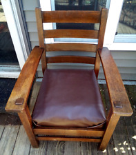 ANTIQUE MISSION OAK ARMCHAIR BARBER BROTHERS CO ARTS & CRAFTS STICKLEY ERA CHAIR picture