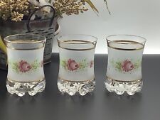 Vintage 1960’s Interpur Italian Hand Painted Roses Dinking Cocktail Glasses Sign picture