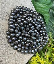 Vintage Real Black Pearl Bead Necklace 64” Beach Jewelry  picture
