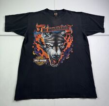 Vtg Harley Davidson Wolf Flames Single Stitch T-Shirt Black San Diego USA Made L picture