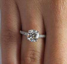 1.5 Ct Pave 4 Prong Round Cut Diamond Engagement Ring SI2 D White Gold 18k picture
