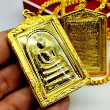 Phra Somdej Magic Chinnabunchorn Thai Buddha Amulet Pendant Gold Micron Case picture