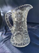 Vintage ABP PITCHER American Brilliant Period Cut Glass Crystal Floral picture