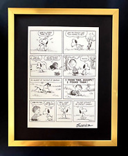 Charles Schulz + Signed Vintage 1968 Peanuts Snoopy Cartoon + New Golden Frame picture